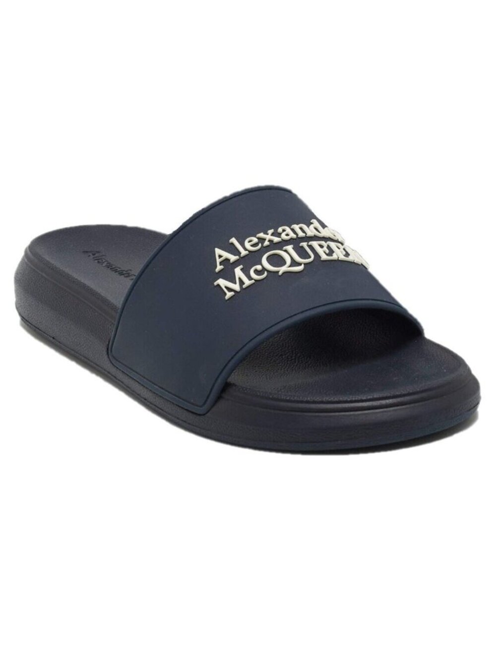 Alexander McQueen Womens Logo Pool Rubber Slides Sandals Navy Size 38.5 / US 8.5
